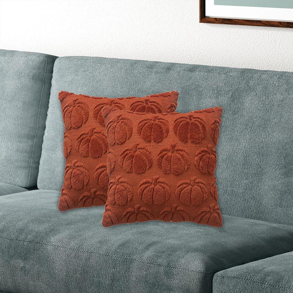2Pcs Pumpkin Pillow Covers Cushion Cover Home Decor Embroidered Fall Throw Case Pillowcase