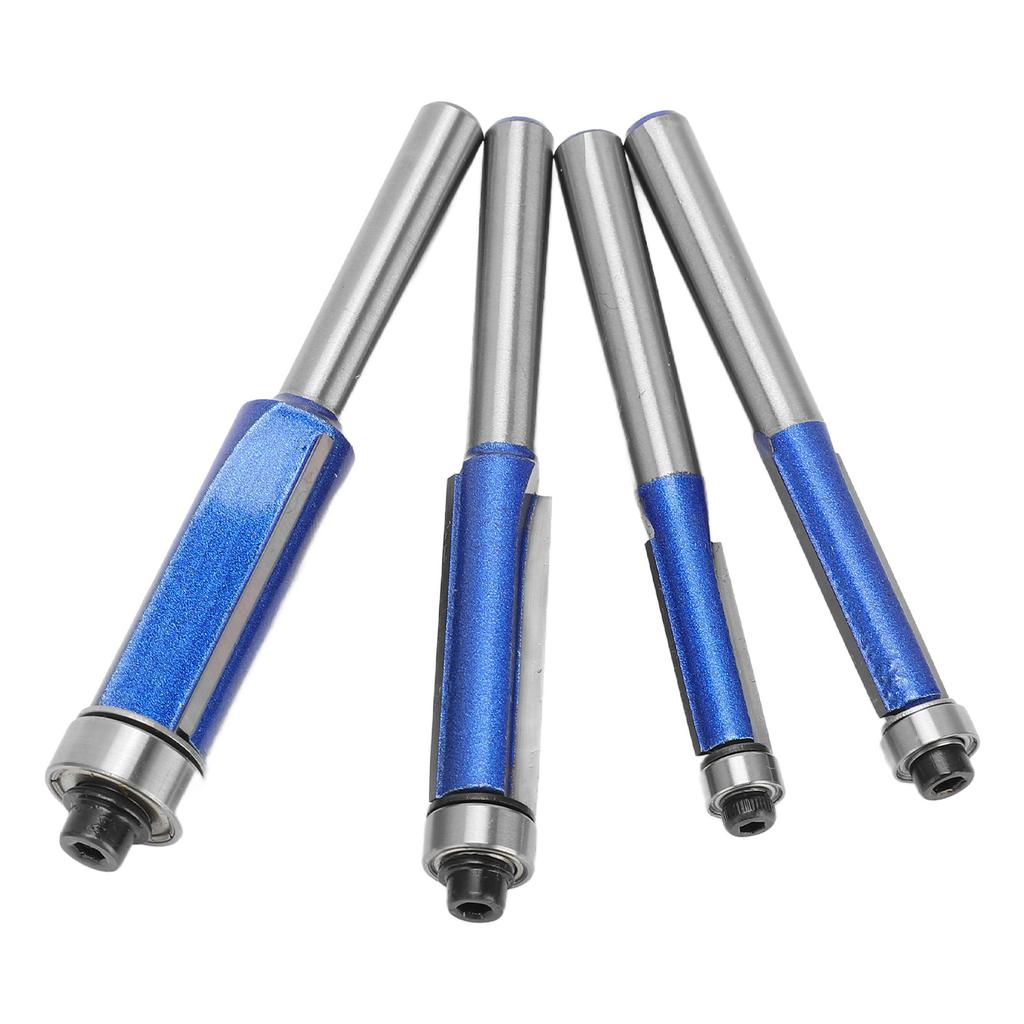 4Pcs Trim Bit Depth Adjustable Wear Resistance Strong Incisive Edge 14in Shank Router Bit