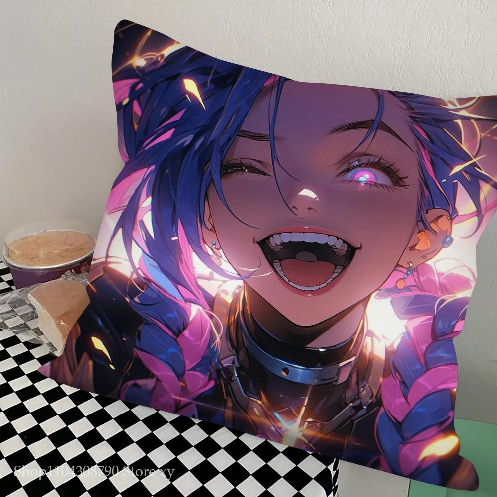 J-Jinx Animated Game Character Pillow Case Square Pillow Bedroom Sofa Leisure Comfort Cushion Car Living Room Home Decoration