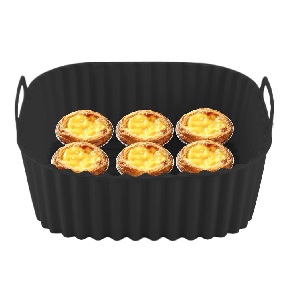 21x21cm Reusable Air Fryer Liners Silicone Square Air Fryer Oven Plate Non-stick Baking Tray for Pizza Fried Chicken Fries Cake
