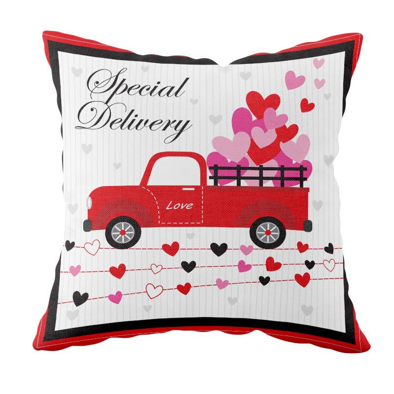 Valentine's Day Cushion Short Plush Love Printed Cushion Cover Car Bedside Cushion Gift