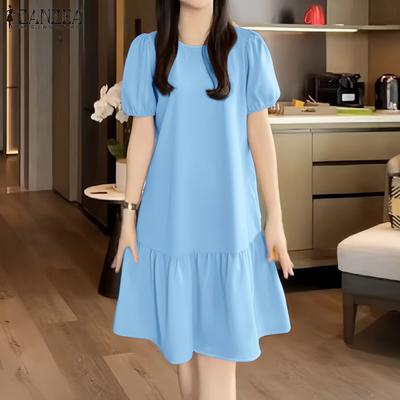 Women Casual Round Neck Short Sleeve Summer Dress