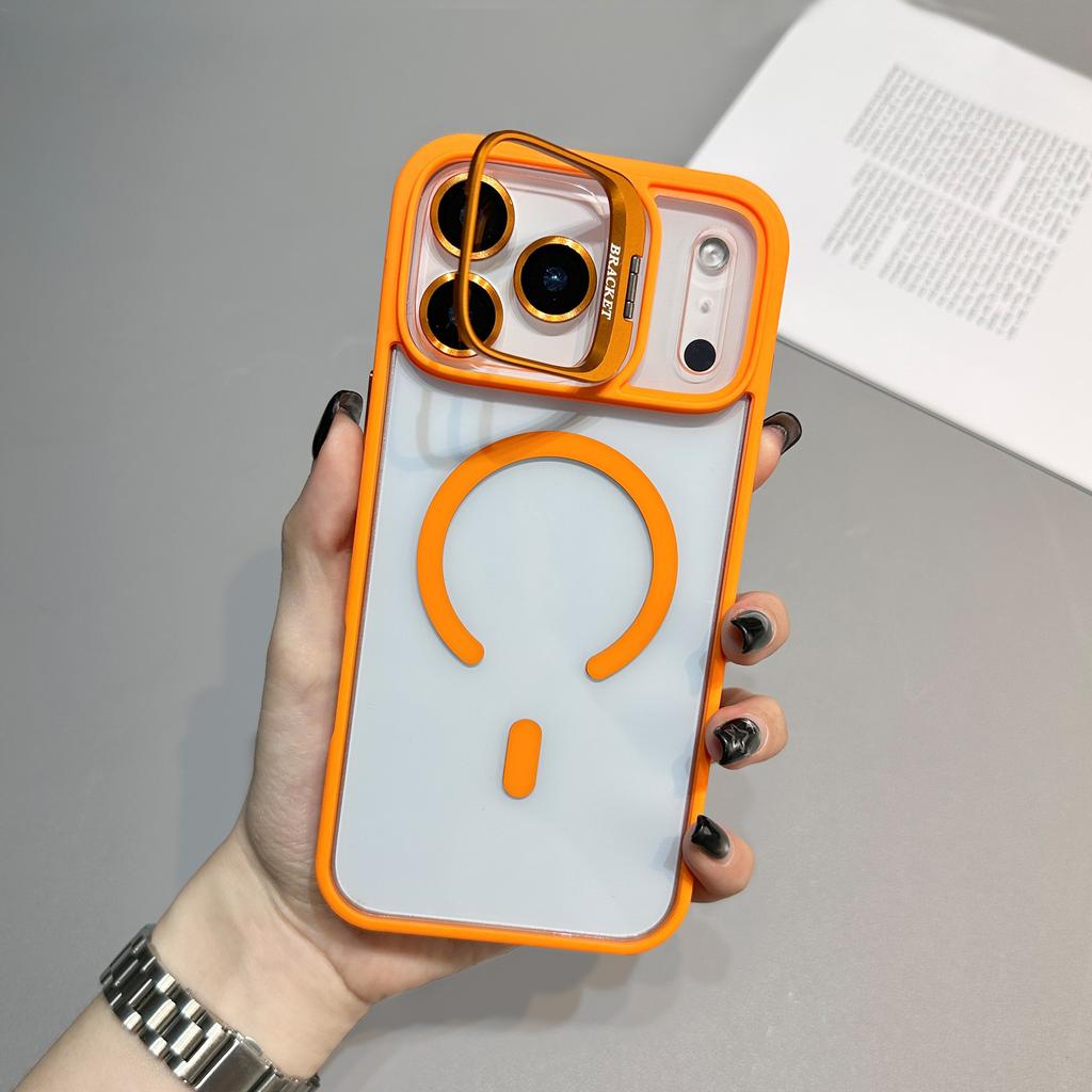 Applicable to Apple 17Promax lens holder magnetic suction mobile phone case iPhone16 transparent back plate skin feel anti-drop case