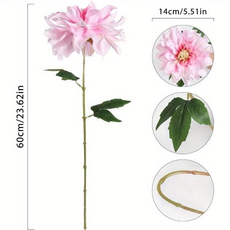 6 Pcs Fake Dahlia Artificial Flowers 60cm Faux Flowers Silk Dahlia Flowers Fake Flowers for Wedding Party Home Indoor Outdoor Decorations