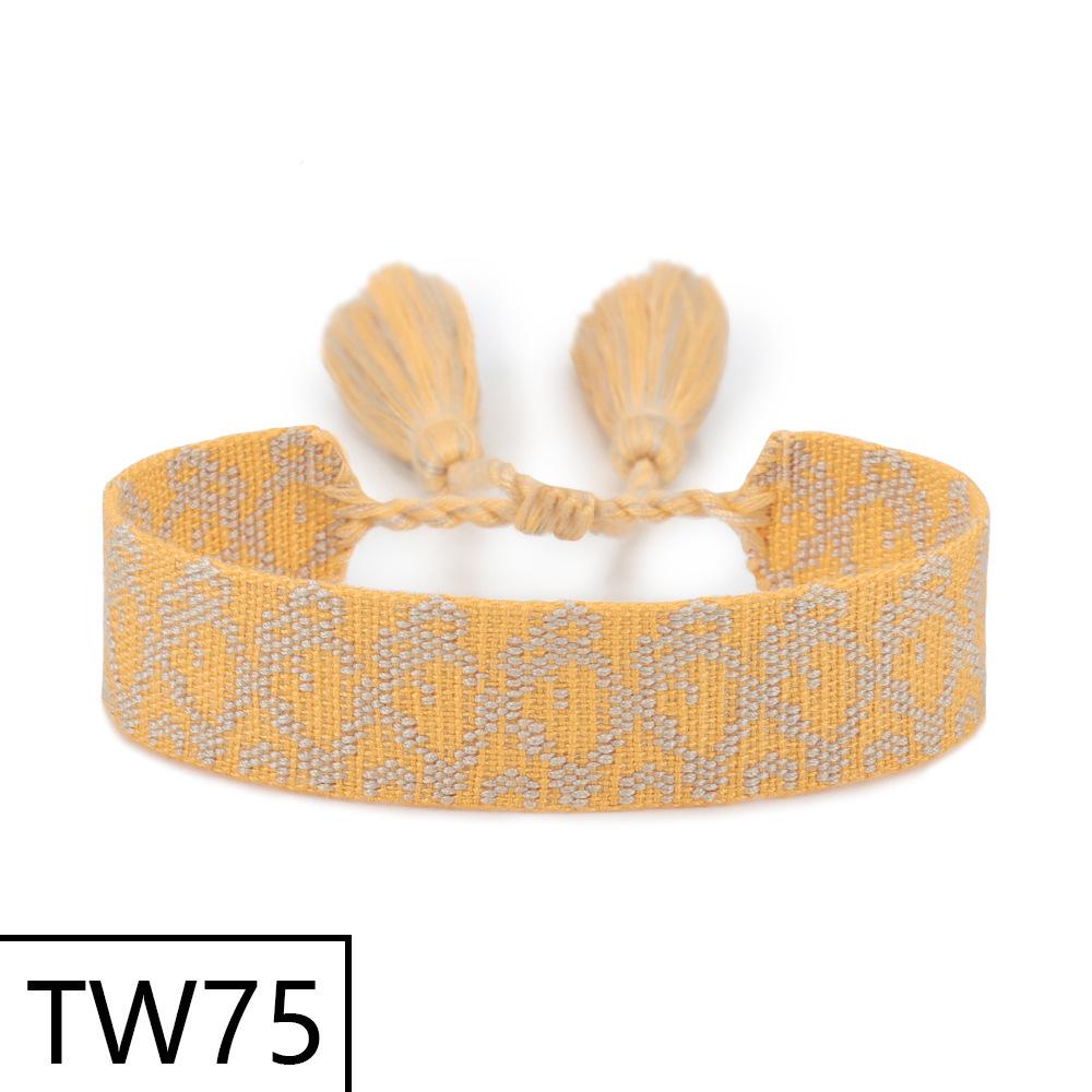 Handmade Bohemian Embroidered Logo Tassel Bracelet - Ethnic Style Friendship Band