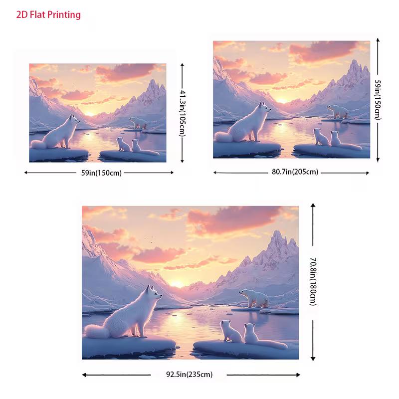 2D Arctic Fox and Polar Bear Photography Backdrop Sunset Background