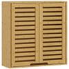 Bathroom Cabinet Wall Cabinet Made of Bamboo with Breathable Louvered Doors, Adjustable Shelf 60 X 20 X 60 Cm Natural Wood