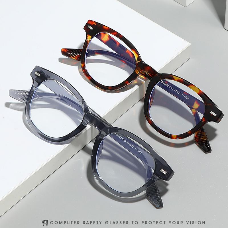 New Luxury Rivet Elliptical Frame Myopia Glasses Prescription Nearsight Anti Blue Light Men Eyewear