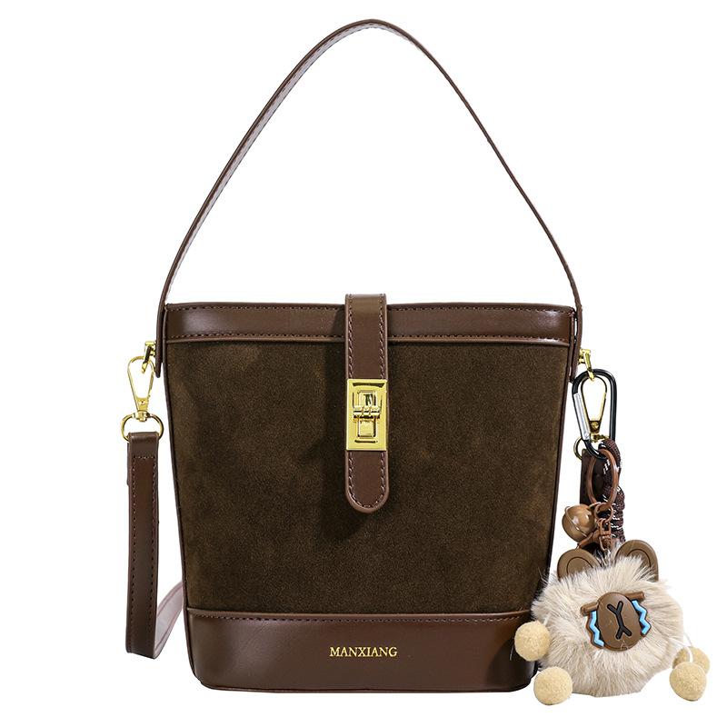 Premium Bag Women'S Bag Retro Messenger Bag Popular Suede Portable Bucket Bag
