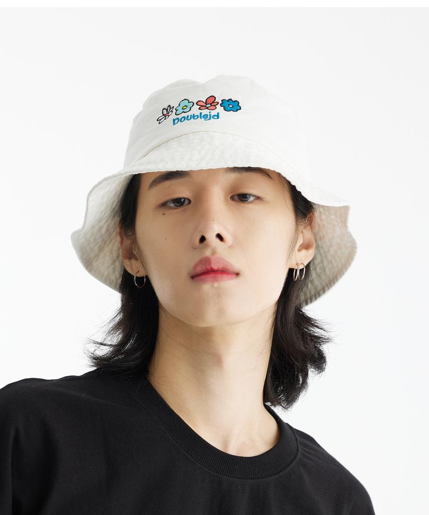 DOUBLE JD Flower Bucket Hat (White)