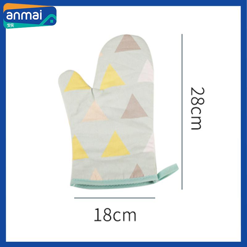 Anmai Cotton Oven Microwave Mitts Kitchen Silicone Mittens Heat Resistant Waterproof Grill Air Fryer with Hook Baking Tool