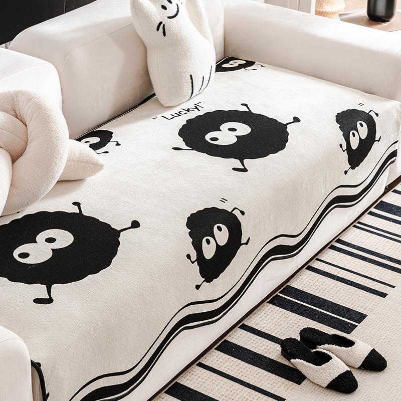

Милая панда синель неправильной формы, подушка для дивана, четыре сезона, универсальная нескользящая, прямой чехол для дивана для гостиной, полотенце 90*90cm