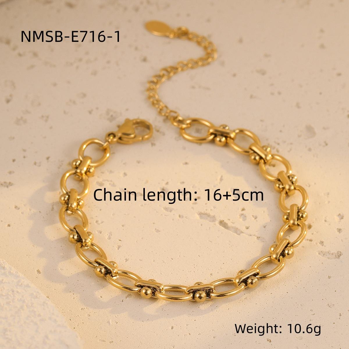GEMCHIC Women s Geometric Link Bracelet 18K Gold Plated Stainless Steel Chain Bangle for Daily Wear