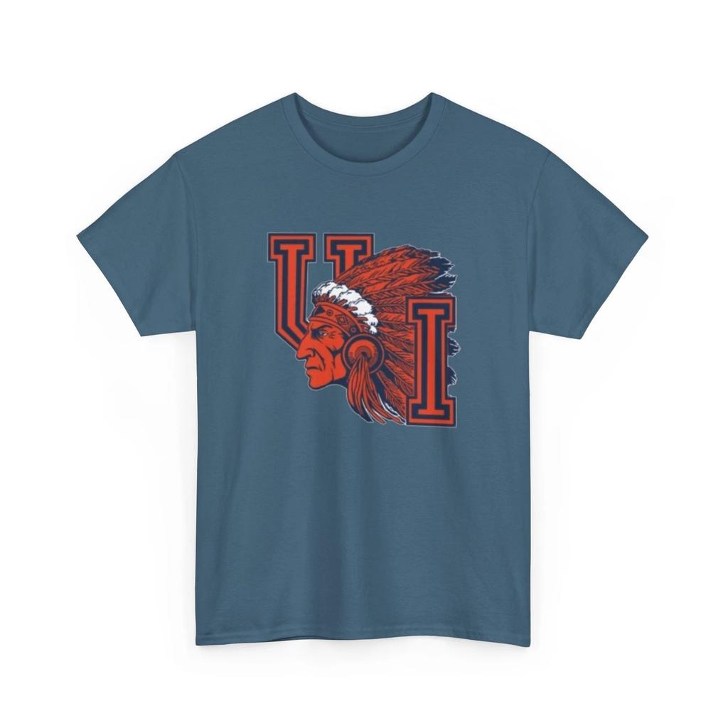 University of Illinois Chief Illiniwek UI Printed T shirt Defunct Collectible