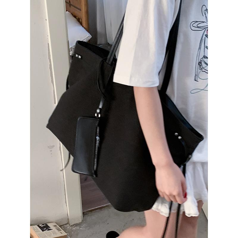 Casual Retro Large-capacity Canvas Bag Women's 2025 New Simple Tote Bag Shoulder Portable Commuter Bag