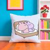 A-Asamimichan Housse de coussin Lapin Mignon Tissu Pelucheux Doux Imprimé Double Face Canapé Cadeau Chaleureux Hiver Housse de Coussin