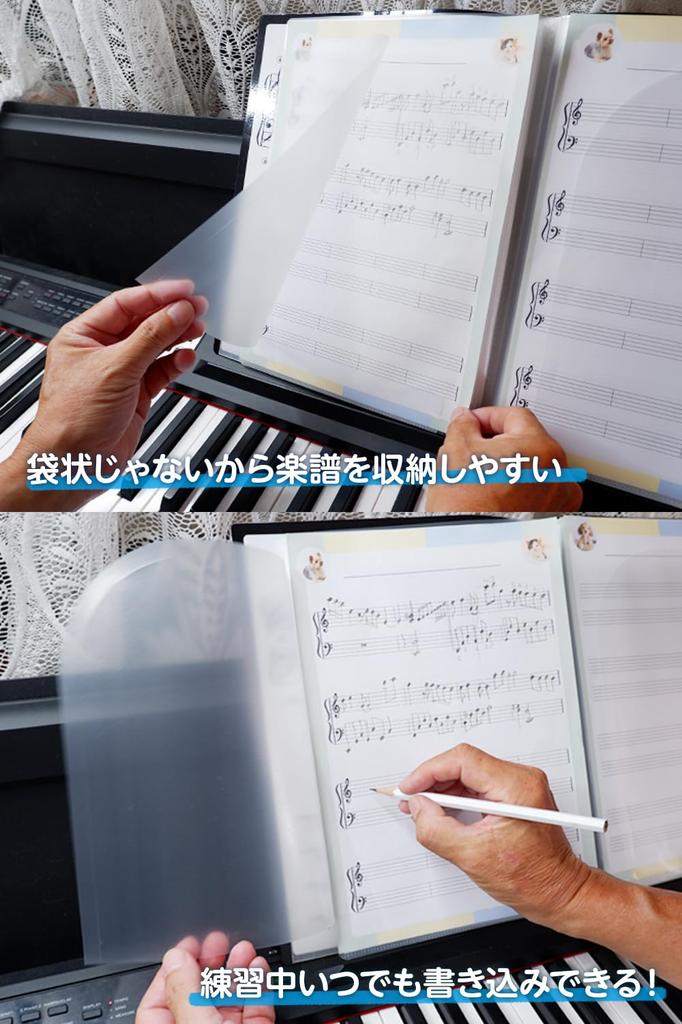 Side File Holds 12 A4 size sheets (Also holds A3 size) Includes 15 sheets of 3 types of staff paper Sheet music cover, clear file, file, staff