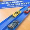 Flexibler Rennauto-Track für Kinder Spielzeug, Tragbarer Aufrollbarer Flex-Track Rennstrecke mit Saugnäpfen & 4 Rädern, Kompatibel mit 1:64 Maßstab Modellautos