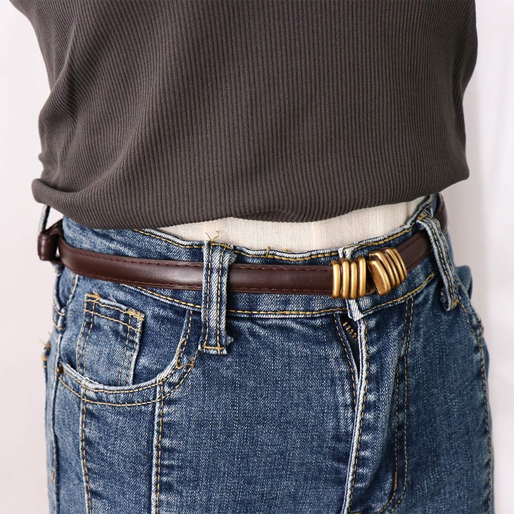 Metal buckle Zinc Zinc Alloy All-match Skirt decorations PU leather belt Thin waistband Circle Waist Strap