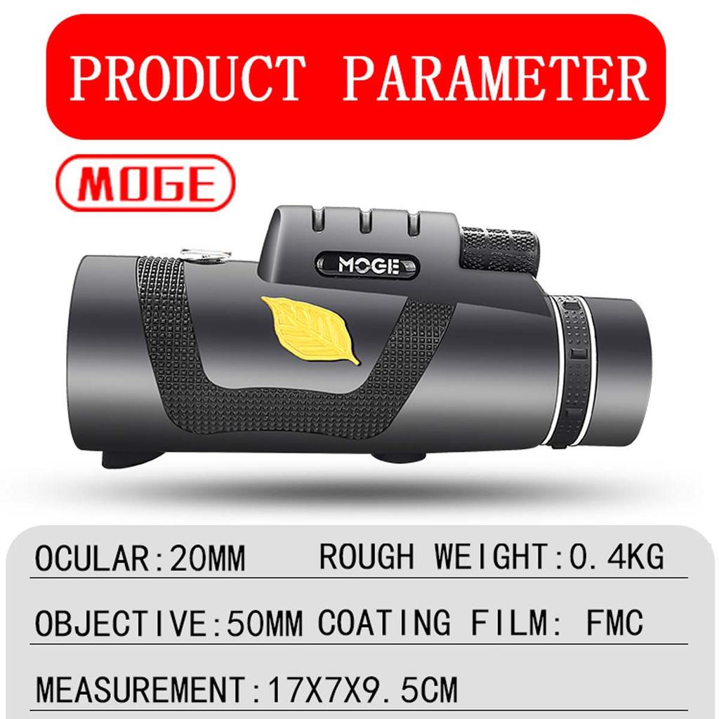 12x50 Hd Monocular Telescope Connectable To Smartphone For Photography Portable For Hiking Traveling And Birdwatching Telescope
