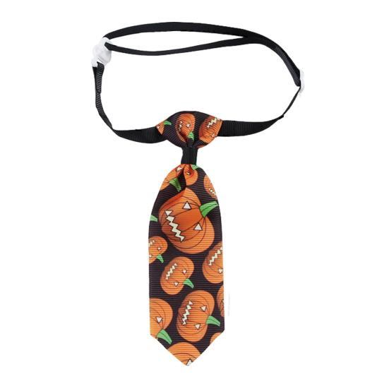 Halloween Dog Tie Collar Pets Pumpkin Ghost Necktie Adjustable Necktie Collar for Cat Doggy Festive Holiday Dress-up Accessories