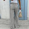 Women's Loose Fit Striped Straight Leg Casual Pants with Drawstring Waist for Everyday Relaxed Comfort