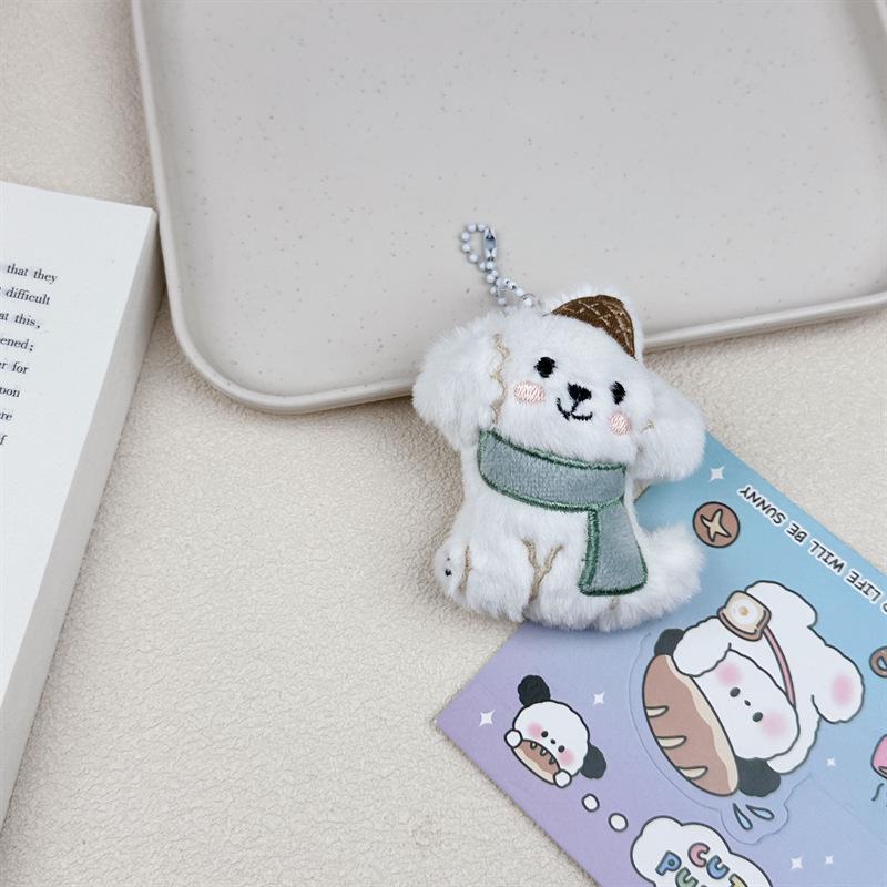 Adorable Dog Scarf Plush Keychain - Backpack Accessory, Doll Figure, Brooch