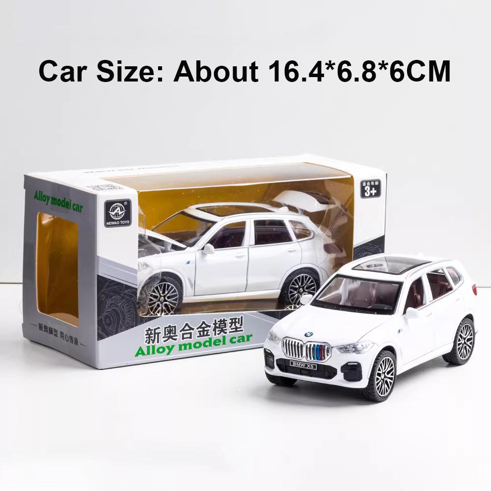 1:32 Scale X5 M8 Car Model Toy Doors Opened Rubber Tires Cars Pull Back Sound Light Miniature Models for Boys Hobby Collections