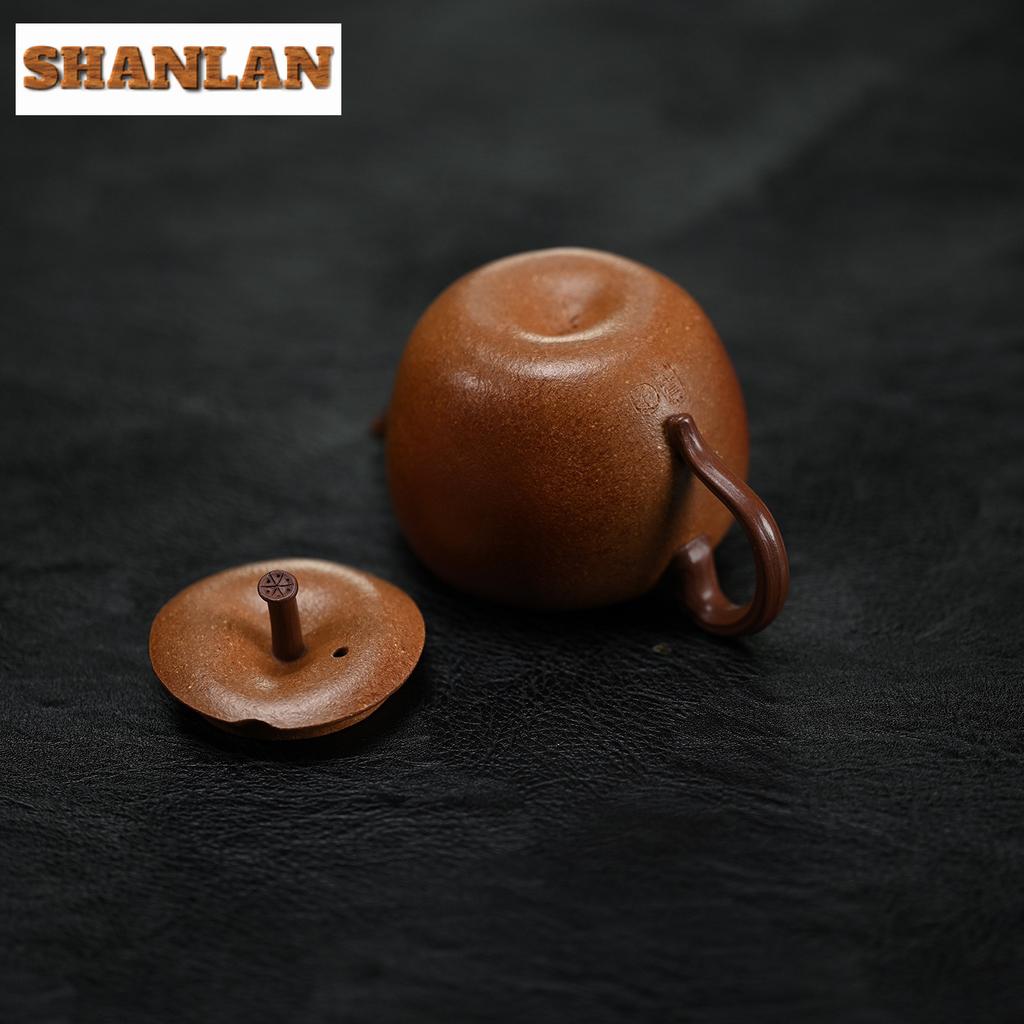 130ML Classic Yixing Purple Clay Teapots Handmade Apple Pot Raw Ore Section Powder Slurry Mud Kettle Chinese Zisha Tea Set Gift
