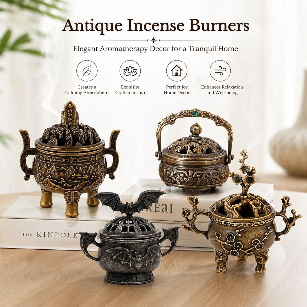 Chinese Style Incense Censer Alloy Fragrance Holder New Incense Burner Desktop Ornament