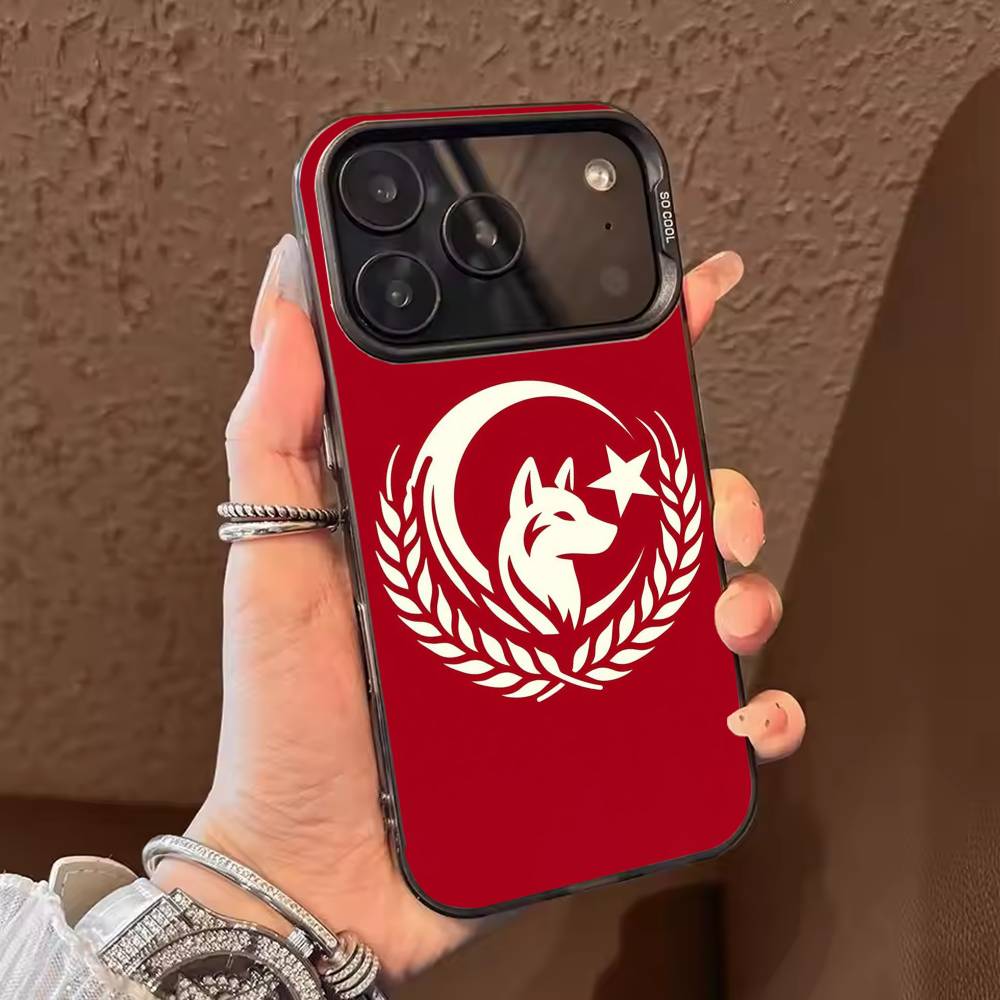 Turk Wolf Turkey Flag Phone Case For iPhone 17,16,15,14,13,12,11,Pro Max,Plus Candy Silver Cover iPhoneXSMAX