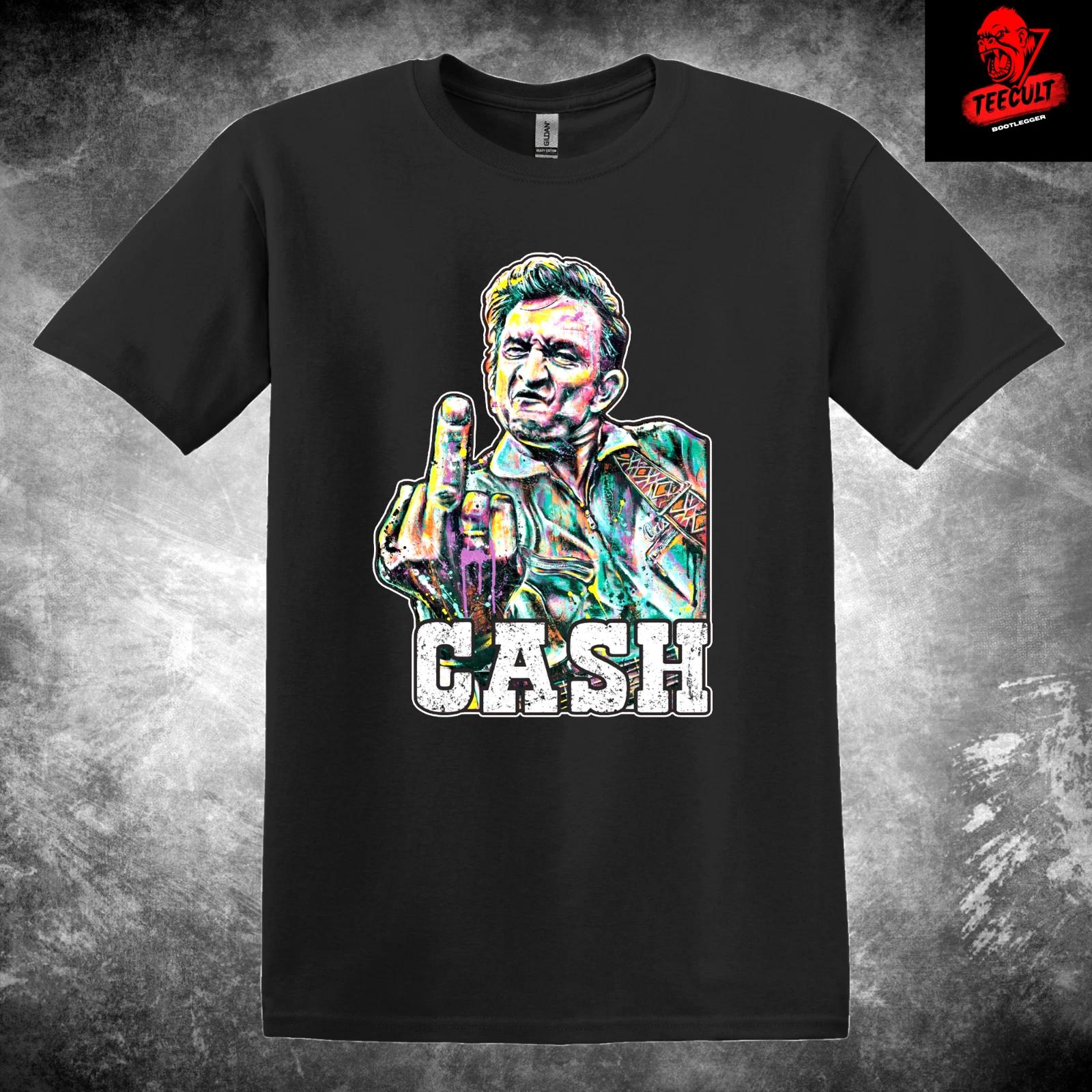 Men s and Women s T-shirts Johnny Cash Middle Finger Unisex Cotton Premium XXL