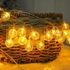 Waterproof LED Outdoor Bubble String Lights with 3-Function Battery Box - Crystal Ball Design for Holidays