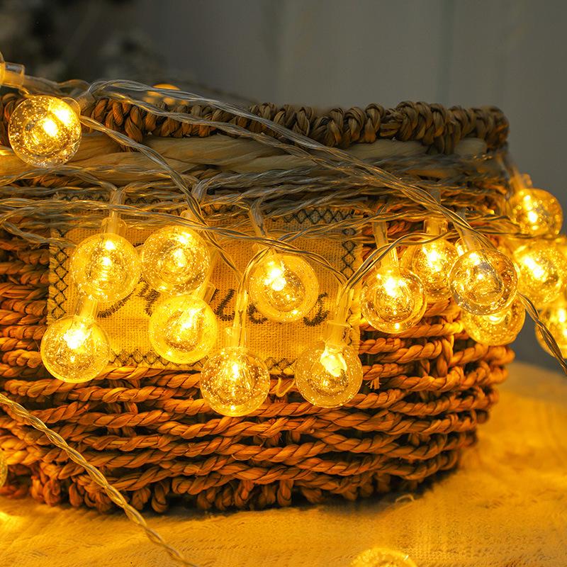 Waterproof LED Outdoor Bubble String Lights with 3-Function Battery Box - Crystal Ball Design for Holidays