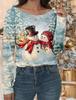 2023 Fashion Women's Pullover Christmas Blue Star Graphic Casual Sports O-Neck Long Sleeve Tops Micro-Elastic Fall & Winter