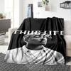 1pc 2PacHip Hop Blanket Soft Lightweight All Season Multi Purpose Throw for Sofa, Bed, Office & Picnics, French Style with Iconic Album Art & Quotes