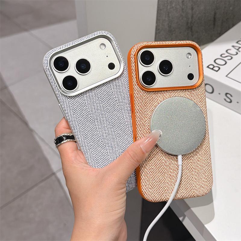 Original Frosted Solid Color Magnetic Shockproof Case For iPhone 15 16 17 Pro Max Woven FabricFor Magsafe Wireless ChargingCover