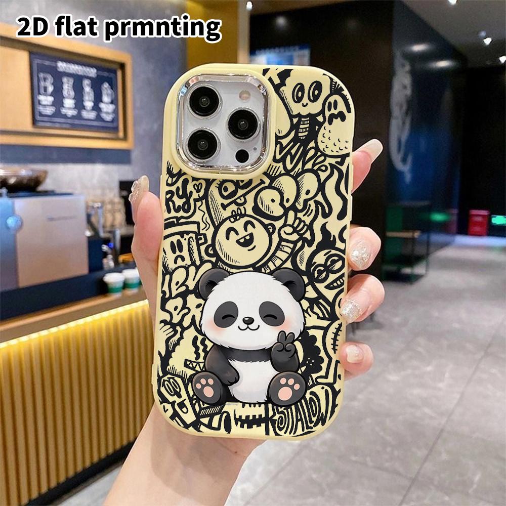 Phone Case: 2D Flat Design Suitable for iPhone 18 17 16 15 14 13 Pro Protective Case, Couple Style, Cute Panda, Christmas and Halloween Gift