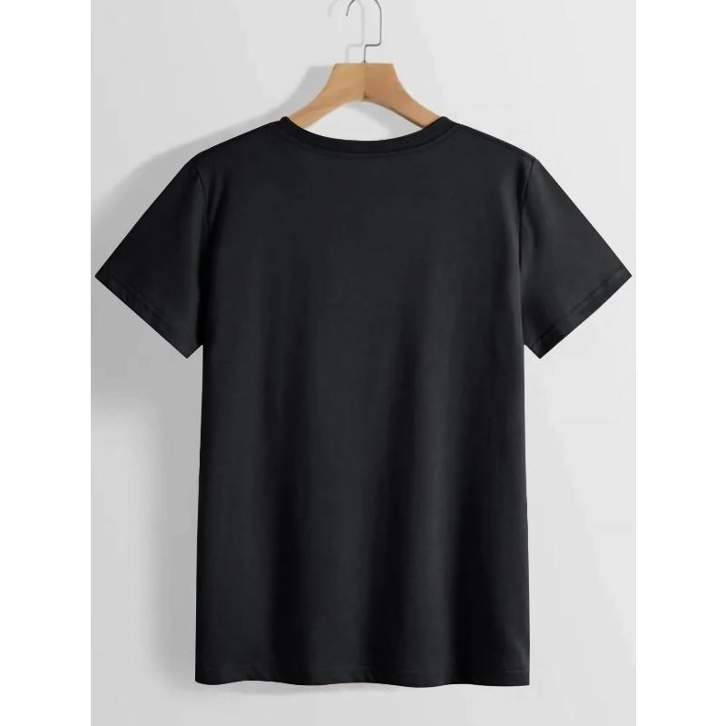 European Size Crew Neck T-Shirt - Fashionable Womens Print T-Shirt - Casual Polyester Fabric With Round Neckline