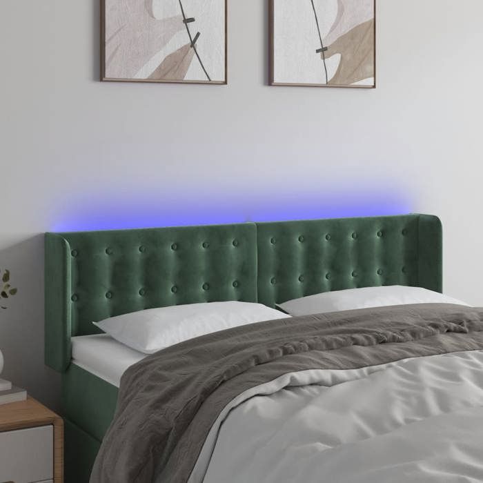 VidaXL Tête de Lit à LED Meuble de Chambre à Coucher Accessoire de Lit Double Tête de Cadre de Lit Intérieur Vert Foncé 3123721