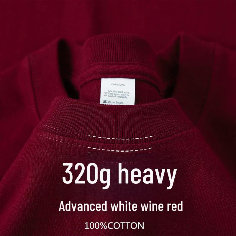 320g Heavyweight White Cotton Short-Sleeve T-Shirt for Men and Women - Thick, Non-Transparent, Loose Fit, Perfect for Summer. 