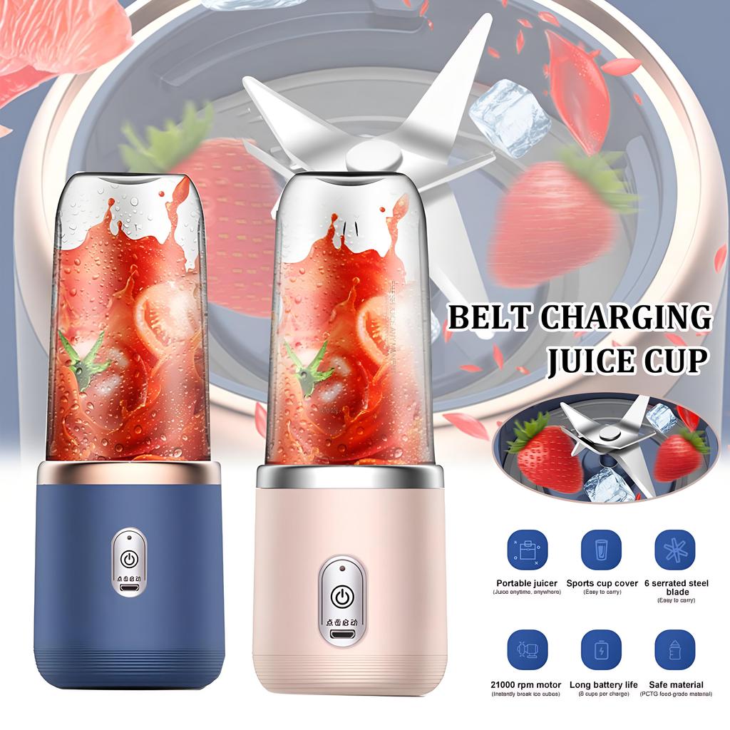 400 ml tragbare elektrische Entsafter 6 Klingen Fruchtsaftbecher USB wiederaufladbare automatische kleine Entsafter Smoothie Mixer Maschine Küchenmaschine
