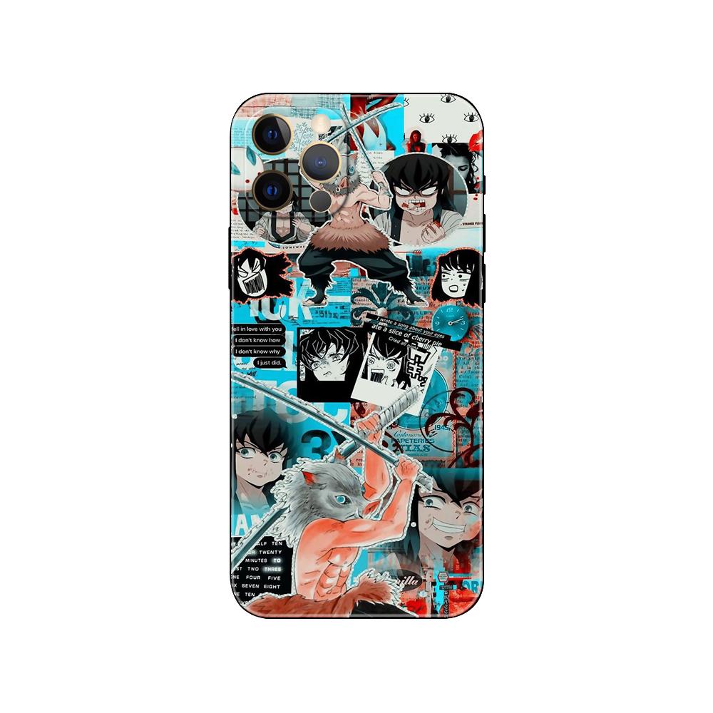 Kimetsu No Yaiba Demon Slayer Anime Phone Case for Iphone 2020se 6 6s 7 8 Plus X 10 XR XS 11 12 13 Mini Pro MAX Black Tpu Back