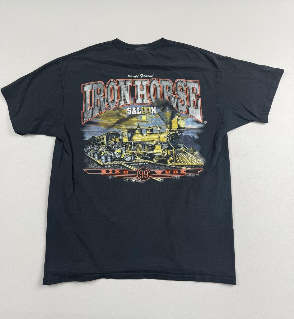 Vintage Iron Horse Saloon Anvil Shirt Mens XL Black Bike Week 99 Graphic Tee USA Unisex T-Shirt