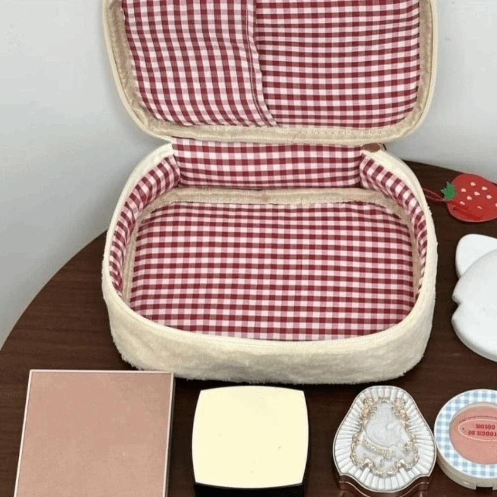 Large Capacity Strawberry Makeup Bag Zipper Multifunctional Cute Cosmetic Bag Coin Purse Pencil Case Toiletry Bag Women