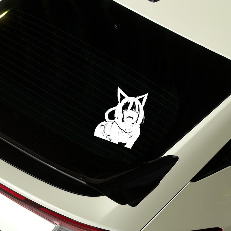 Anime Cat Girl Decal, Car, Truck, Windshield, Laptop, Vinyl, Decal, Accessories, Gifts, JDM, Slap, Personalized, Cat, Girl
