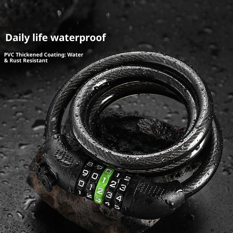 BENGGUO 5-stellige Zahlenschloss für Fahrräder, dickes Stahlkabel, Diebstahlschutz-Sicherheitsschloss mit Halterung
