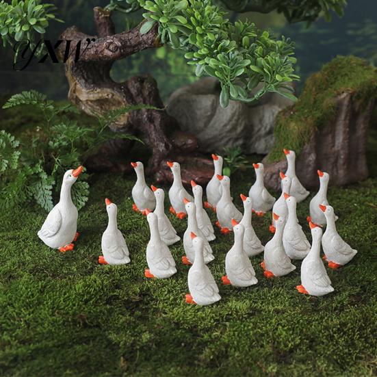 Realistic Goose Sculptures Ornament, Miniature Resin Figurine, Garden Statue Yard Figurines for Outdoor Micro Landscape Bonsai Patio Decor Weather