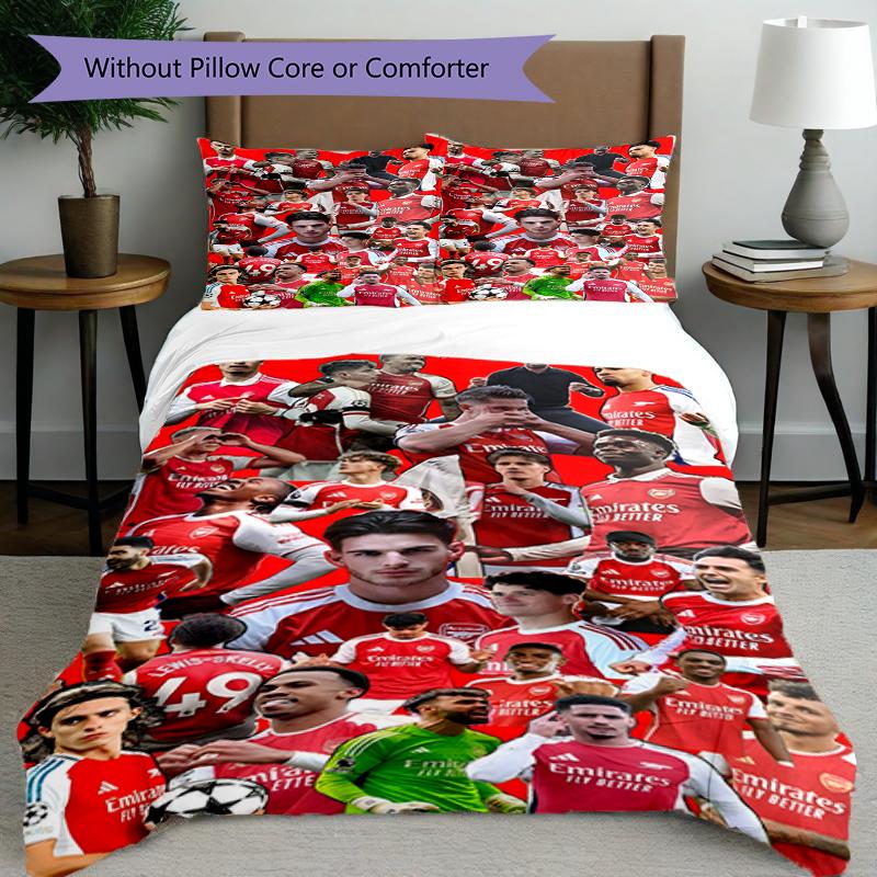 3pcs Duvet Cover Set (1*Duvet Cover + 2*Pillowcase, Without Core),football team.C Print Bedding Set, Bedroom Decor, All‑Season, Birthday Gift