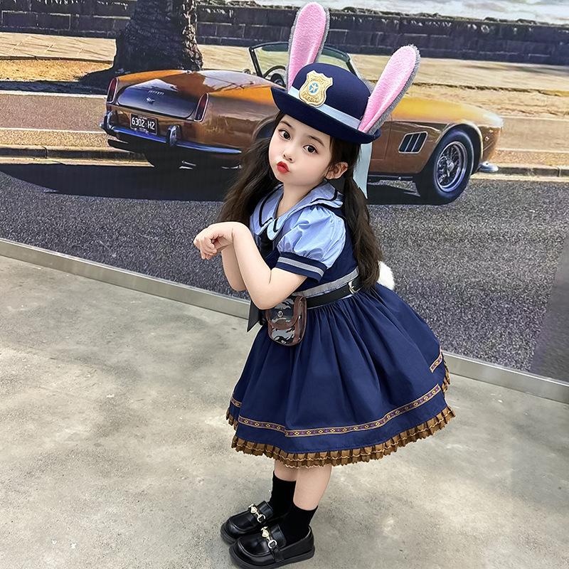 Judy Rabbit Officer Dress Children's COS Dress Set Baby Lolita Girl Princess Dress